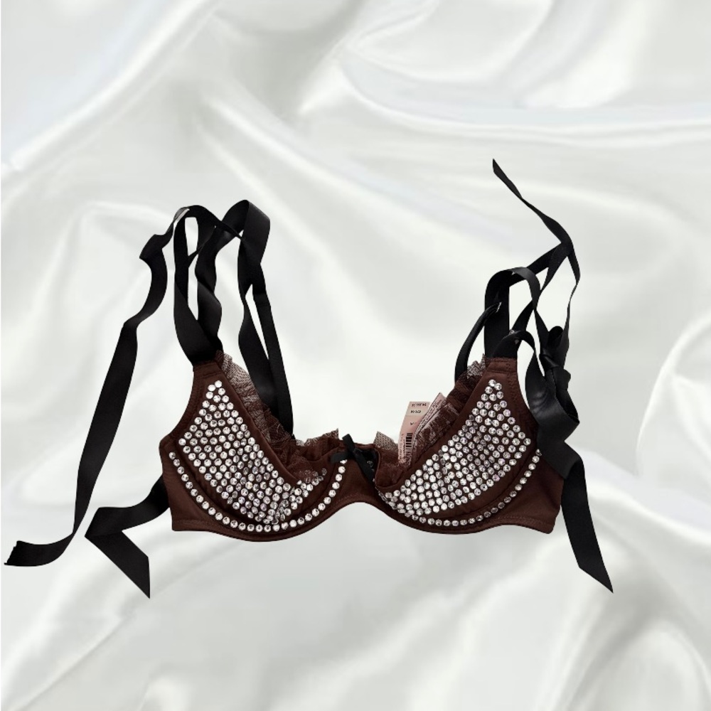 Victoria Secret Brown Rhinestone Sparkly Bra